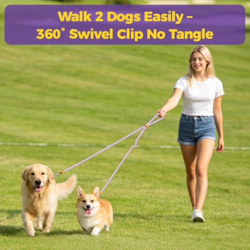 Hands Free Double Dog Leash 2 (Purple)