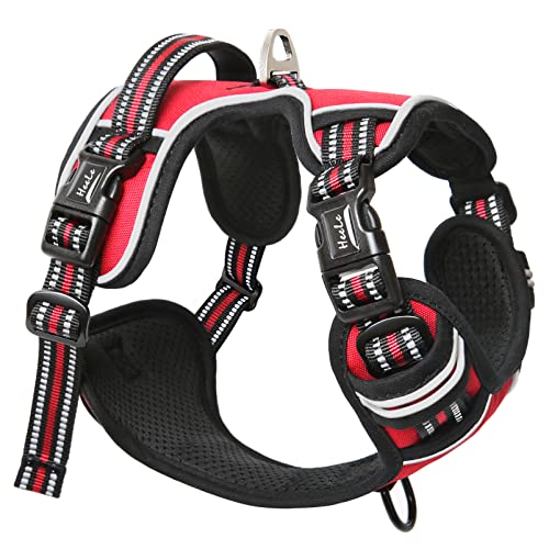 Dog Harness Reflective Front Clip Vest with Control Handle (M / Red)