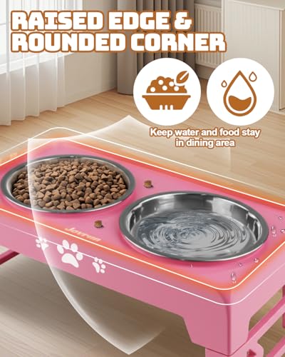 Elevated Dog Bowls for Small Dogs and Cats (for Small Dogs and Cats 2 Basic Bowls / Pink)