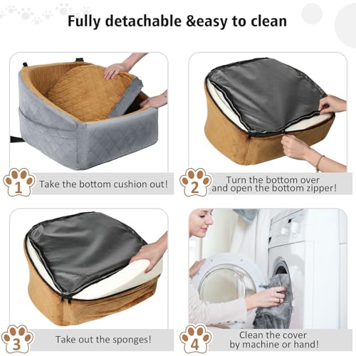Dog Car Seat for Small Medium Dogs (Grey/brown)