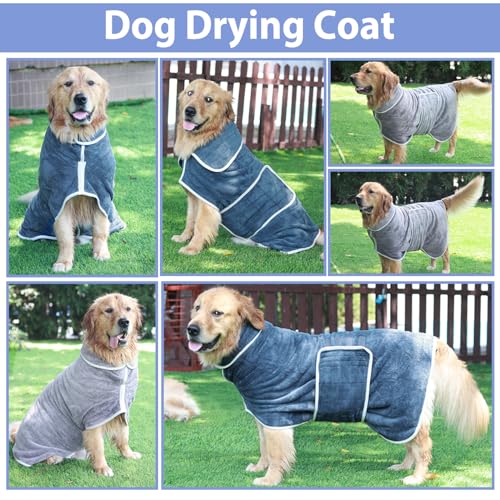 Dog Bathrobe Towel Drying Coat (Blue / Small)