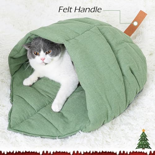 Cat Sleeping Bag Cave Bed with Non (Green / M)