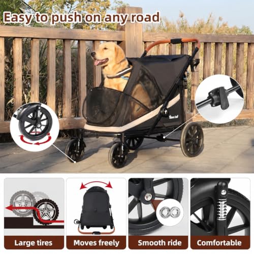 Dog Stroller for Large Dogs One (Black / Large)
