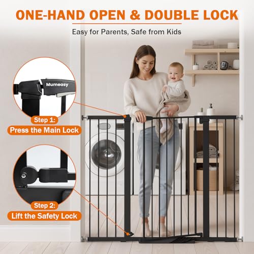 36" Extra Tall Baby Gate for Stairs (Black / 29.7-51"W x 36"H)