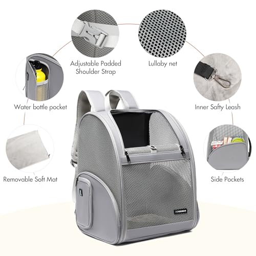 Pet Backpack Carrier (Gray / 13.7"L x 12.0"W x 18.0"H)