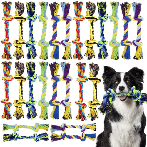 24 Pack Dog Rope Toys 10 Inch Cotton 2 Knot Chew for Large Dogs