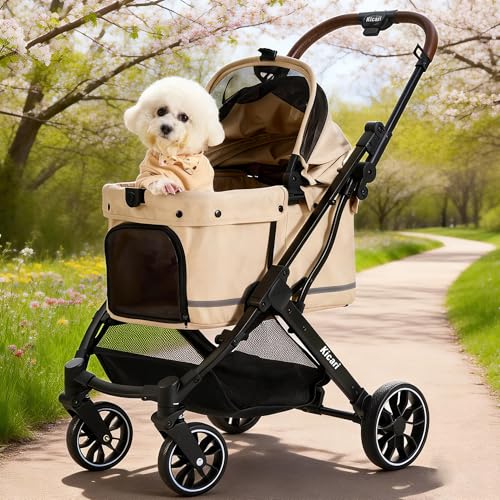 All Terrain Dog Stroller for Small to Medium Dogs (Vanilla Beige)