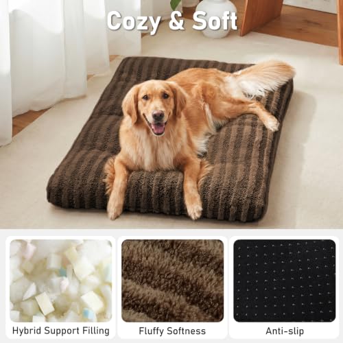 Washable XL Dog Bed for Extra Large Dogs (Dark Brown / 40.0"l x 27.0"w x 3.5"th)