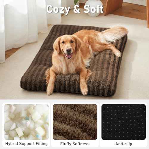 Washable Dog Bed Large Sized Dogs (Dark Brown / 35.0"l x 23.0"w x 3.5"th)
