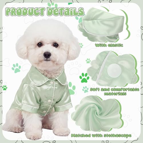 Dog Silk Pajamas Shirt Puppy Satin Pjs for Small Dog (S / Sage Green)