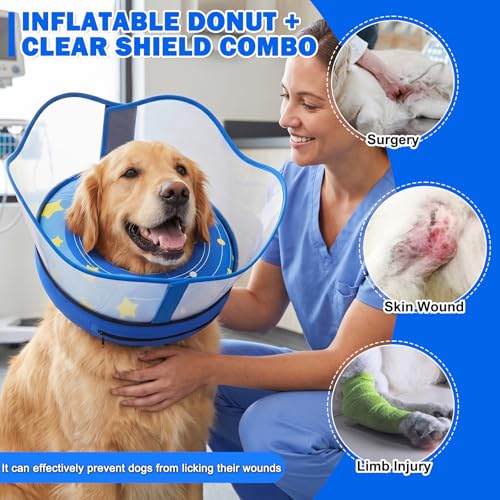 Inflatable Dog Donut Collar (Blue / S (Neck 7"-9.5"))