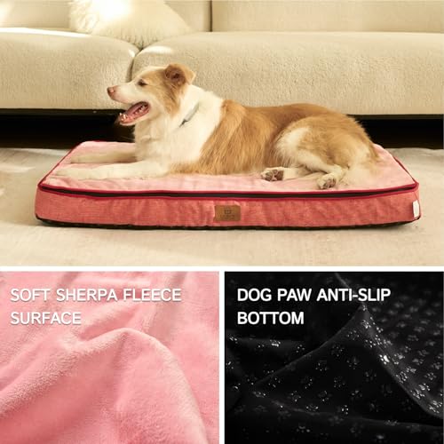 Memory Foam XL Dog Bed (41.0"L x 27.0"W x 4.0"Th / Pink)