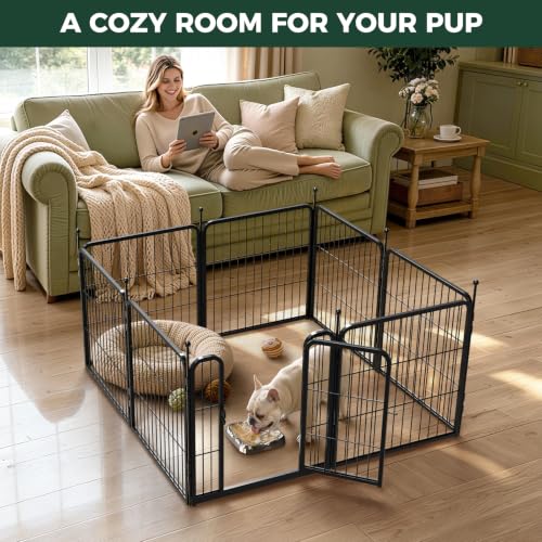 Rollick Dog Playpen with Stainless Steel Lick Mat (Black / 24"H)