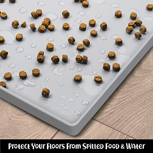 Dog Food Mat Waterproof Dog Bowl Mat for Food and Water (28"L x 18"W / Mist)