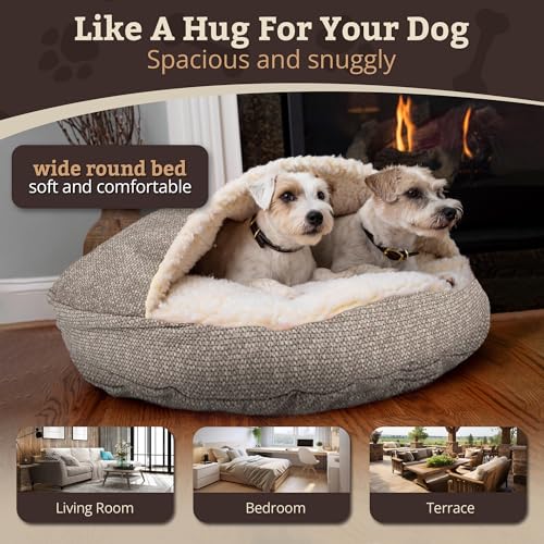 Cozy Cave Dog Bed (45.0"L x 45.0"W x 8.0"Th / Merlin Linen)