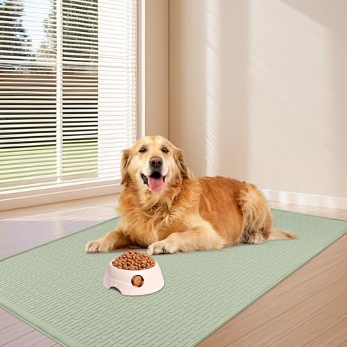 Dog Food Mat 40''x28'' Extra Large Dog Mat for Food and Water (40"L x 28"W / Green)