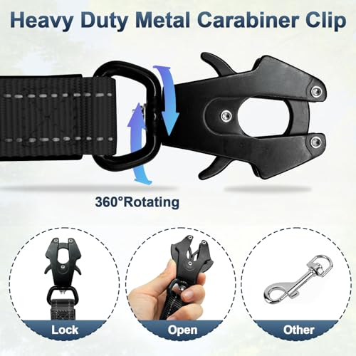 Heavy Duty Hands Free Dog Leash with Quick Release Carabiner and Adjustable No Pull Bungee Dog Running Waist Leash (Black)