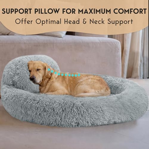 XL Dog Beds for Large Sized Dog (Bright Grey / X-Large - 45"L x 45"W x 8"Th)