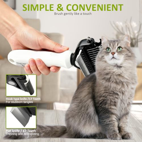 2 in 1 Professional Grooming Rake for Cats & Dogs (Cloud Dancer White)