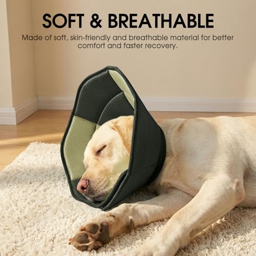 Dog Cone Soft Cone for Dogs to Stop Licking (Army Green / Large)