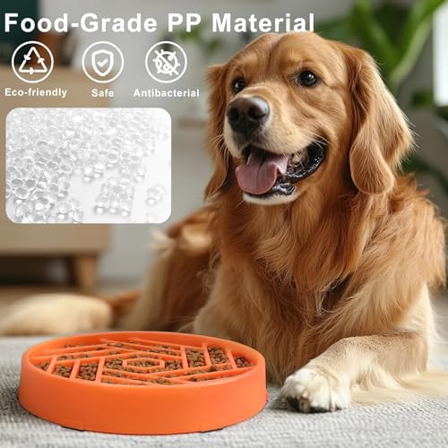 Slow Feeder Dog Bowls Large Medium Breed (Orange)