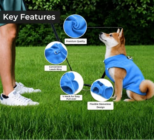 Dog Fleece Vest Sweater with Leash Ring (XXL (25-35lbs) / Blue)