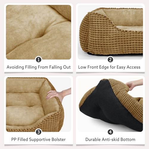 Rectangle Washable Orthopedic Dog Bed for Small (Dark Brown / S(20’’x 19’’x 6’’))