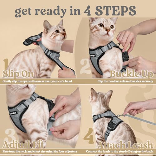 Cat Harness and Leash Set (M / Grey)
