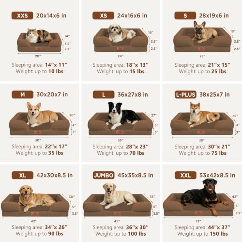 Waterproof Orthopedic Dog Bed for Medium Size Dog (28.0"L x 19.0"W x 6.0"Th / Chocolate Brown)