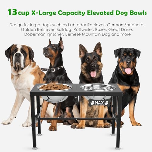 Elevated Dog Bowls with Mat for Large & Extra Large Dogs (Black-3L)