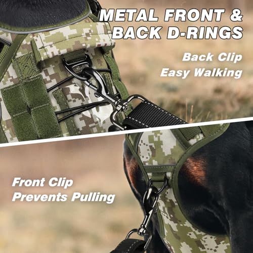 Tactical Dog Harness for Small Dogs (Green&Camo / Small: 15-30 lbs (Chest:20-26",Neck:15-18"))