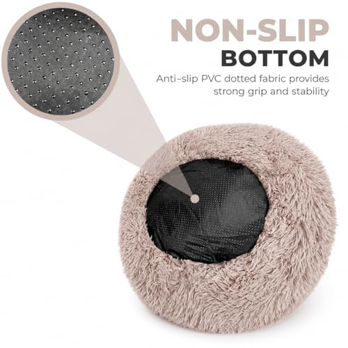 Cat Beds for Indoor Cats & Small Dog (Beige-Brown / 20.00" x 20.00" x 6.00")