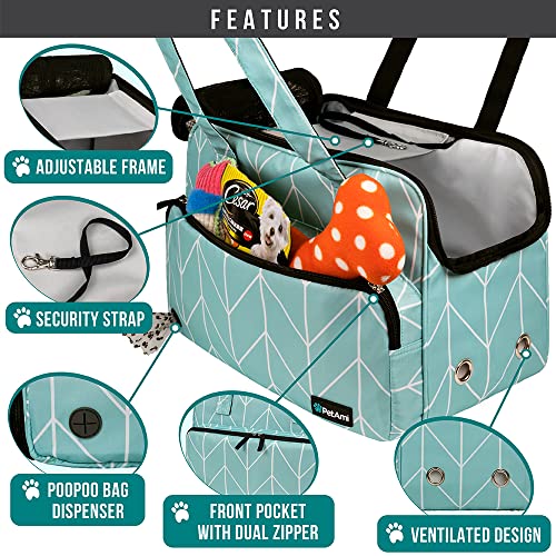 Small Dog Purse Carrier (Chevron Teal)