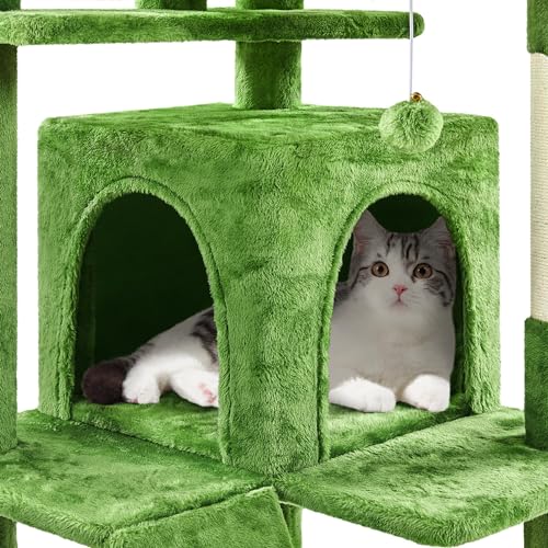 70in Multi Level Sturdy Cat Tree (Green / 70in)