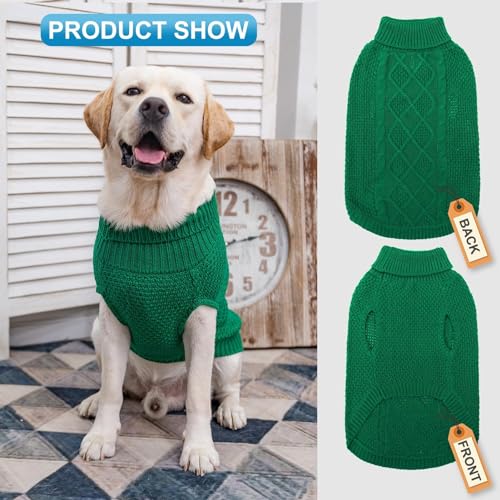 Turtleneck Dog Sweater (Large / Green)