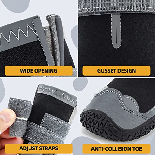 Dog Boots for Large Dogs (Light Black / Width 1.37 Inch)