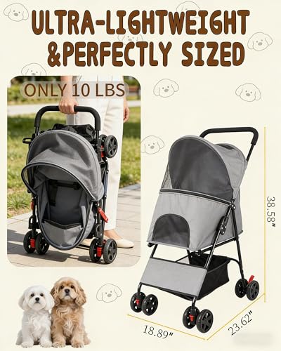 Pet Stroller for Small Dogs Cats (GRAY)