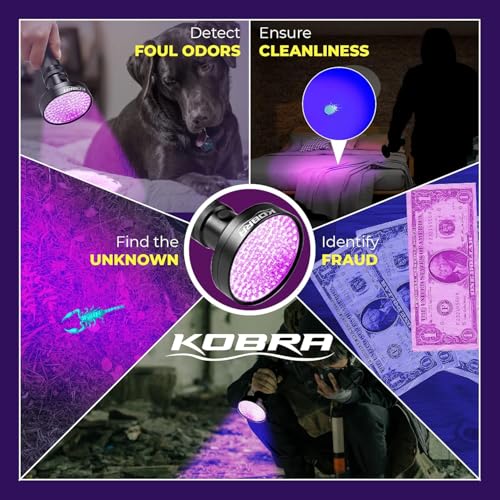Kobra UV Black Light Flashlight 395nm (Yellow / 100 LED)