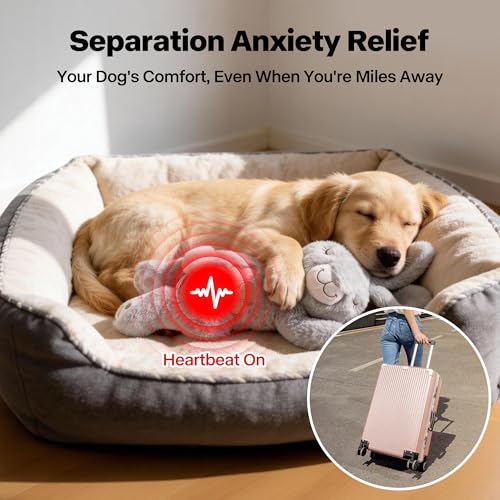 PetPrime Dog Plush Toy with Heartbeat for Puppies (Light Gray)