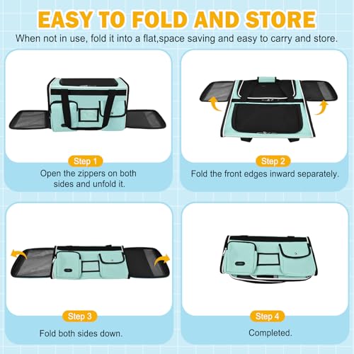 Large Cat Carrier Travel Soft Sided Pet Carrier Airline Approved (Green)
