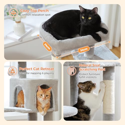 44.5" Cat Tree with Metal Hammock (Grey / 44.5in)