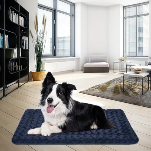 Dog Crate Pad for 36"x24" Dog Crate (Navy / L (34.2"x22.4"x1.1"))
