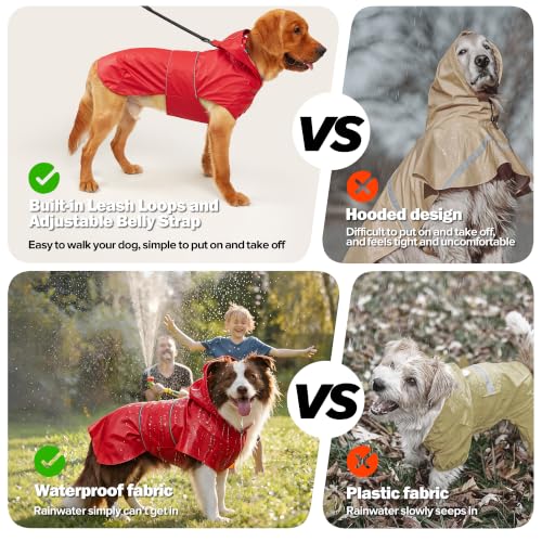 Dog Raincoat Reversible Dog Rain Jacket (Red / 2X-Large)