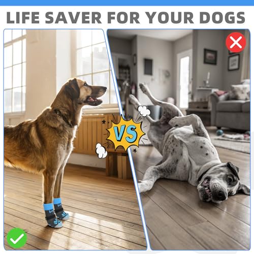 Dog Socks Shoes for Hot Pavement to Prevent Licking Paws (blue / Large (4 Pack))