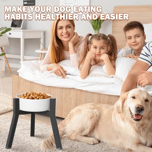 2Pack Elevated Dog Bowl Stand for Large Dogs (Height: 11", Width: 7-10.6" / 2 Pack- Black,11H-square)
