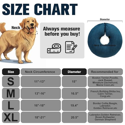 Inflatable Dog Cone Collar (Navy Blue / S(Neck: 11"-13" | Diameter: 15"))
