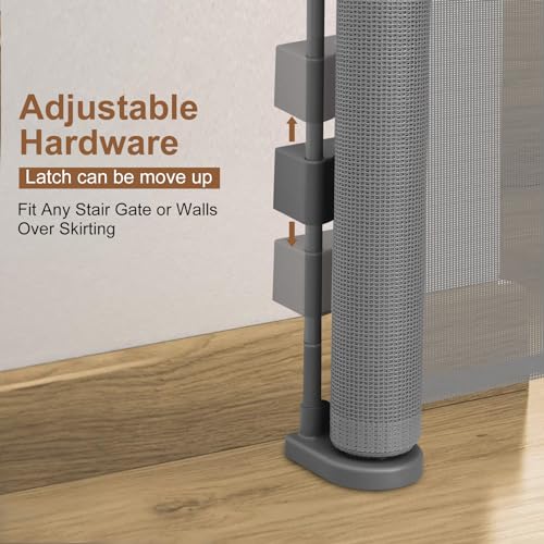 120 inch Reinforced Retractable Baby Gates 34 inch Tall (Gray / 34" Tall x 120" Wide)