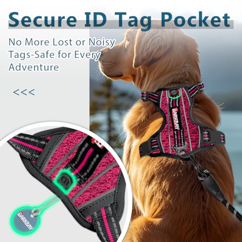 No Pull Dog Harness for Medium Sized Dogs (Medium(Chest:22.5-28") / Pink/Black)