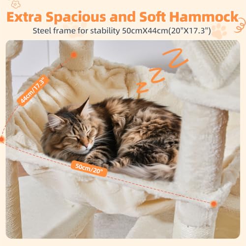Cat Tree 71 in Extra Large Cat Tower for Inddor Cats (Beige / 71 Inches)