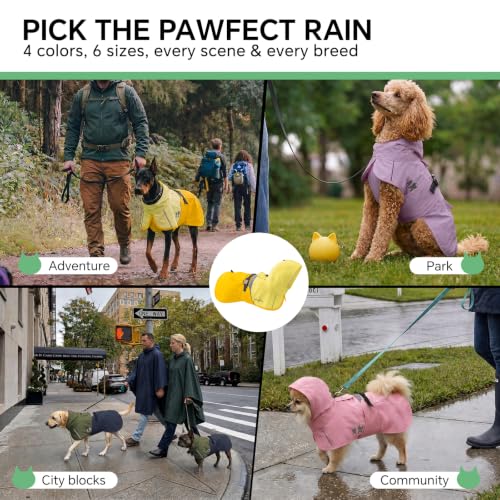 Dog Raincoat Adjustable Hooded Reflective Jacket with Pocket (Yellow / XXX-Large)
